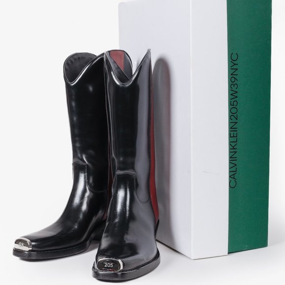 Calvin Klein 205W39NYC Black Steel Toe Western Boots - Picture 11 of 11